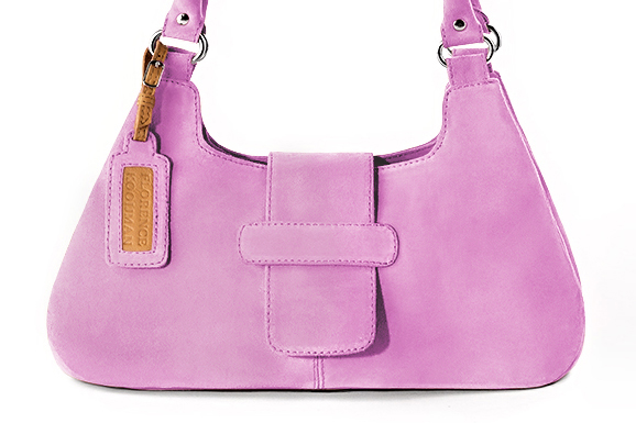 Dress handbag in mauve purple leather - Profile view
